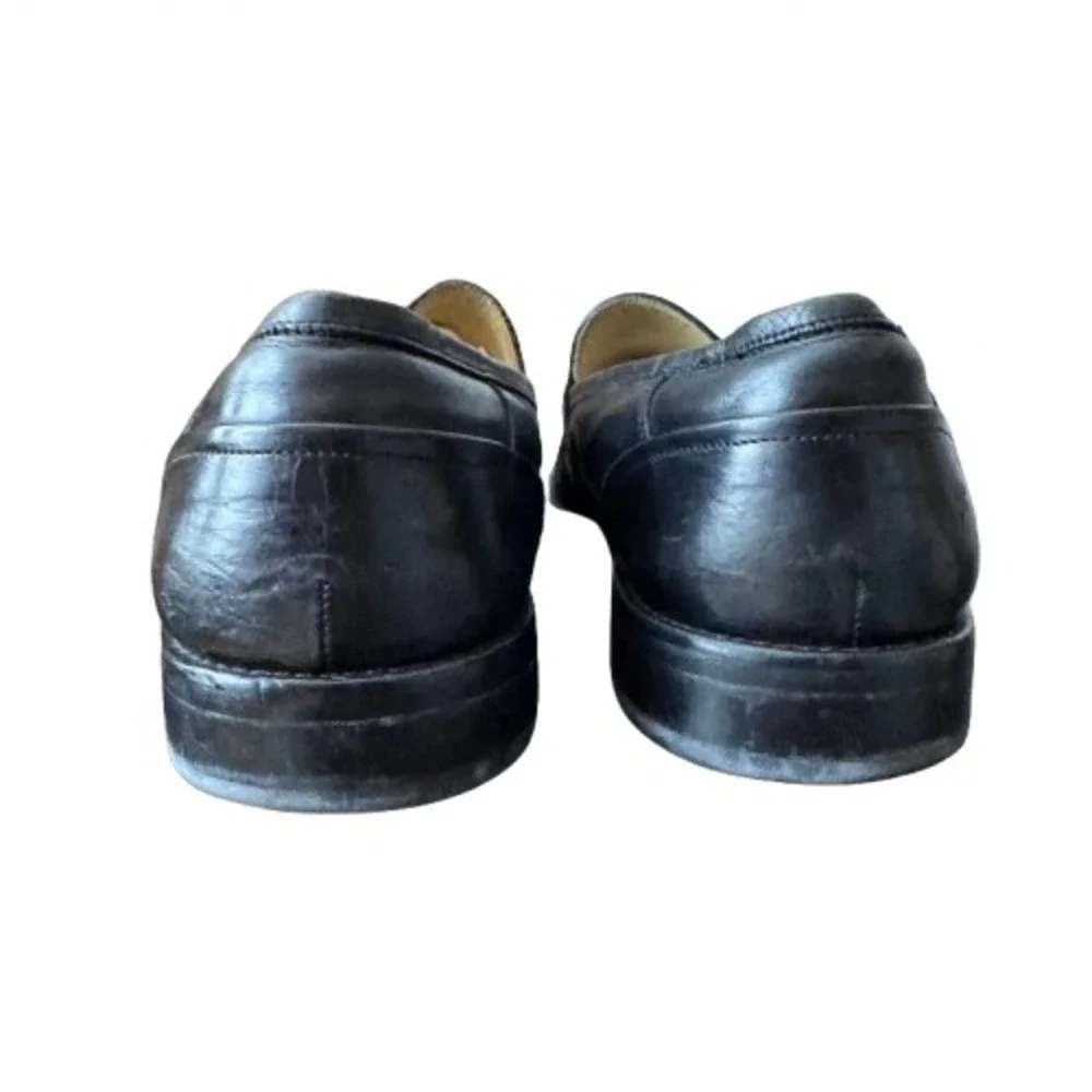 Johnston & Murphy 10.5 Black Leather Woven Tassel Loafer Shoes Mens Preppy - Picture 4 of 10